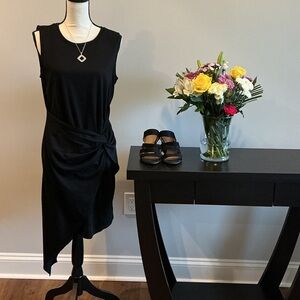Trouvé Black Asymmetrical Knot-Detail Dress